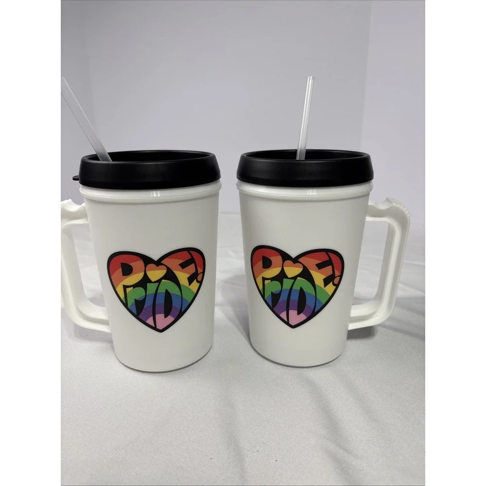 Set Of‎ 2 LGBTQ+ Pride 22 fl oz Drink Jugs With Straws! BPA Free Food Safe!